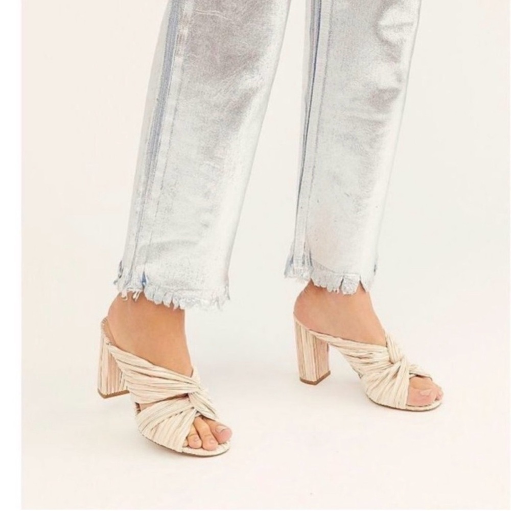 Free People X Jeffrey Campbell Venice Mule Heels 6.5 Twist Satin Feminine Chic